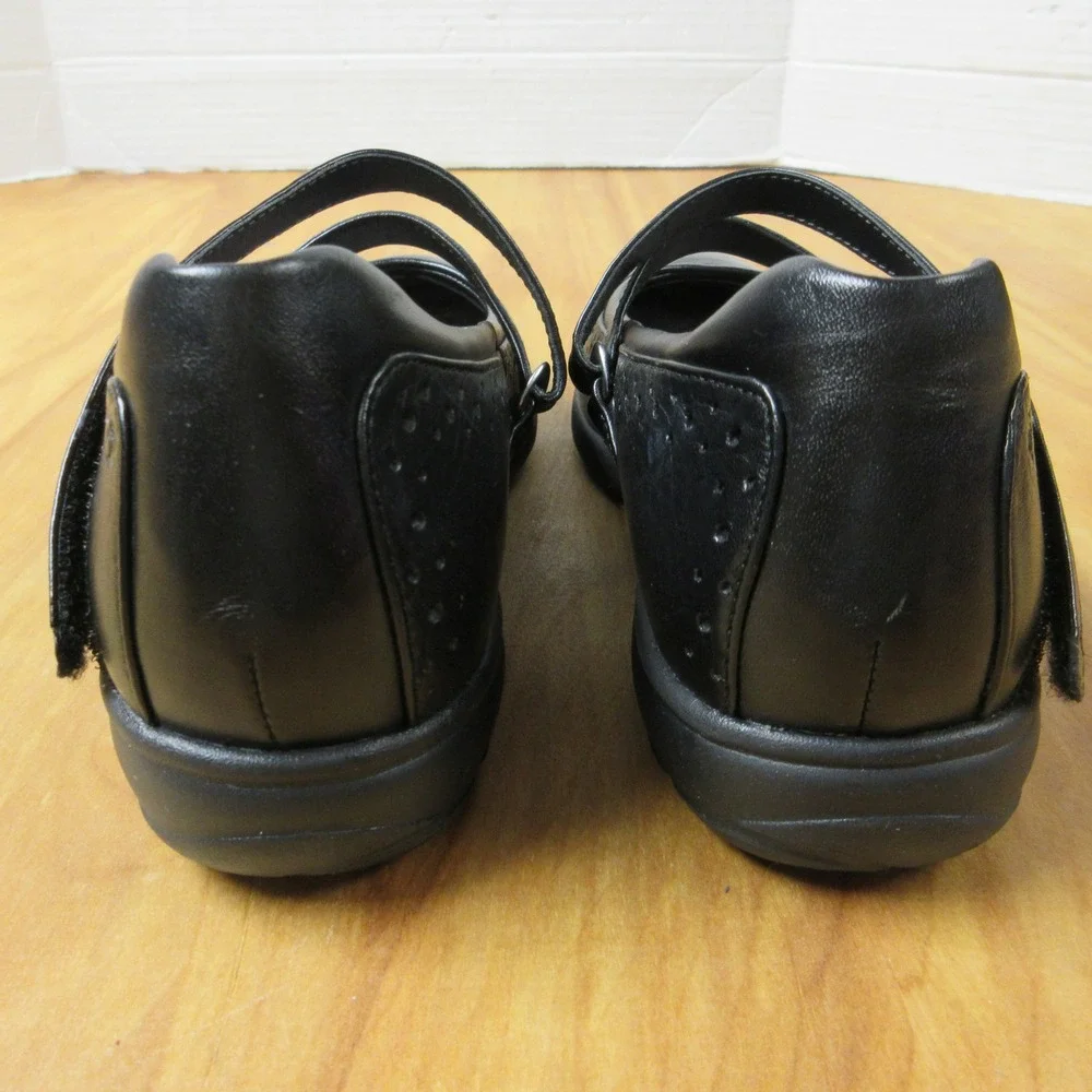 ARAVON Jodi Mary Jane Double Strap Shoes VIBRAM 7 Narrow Black Leather WEJ02BB
